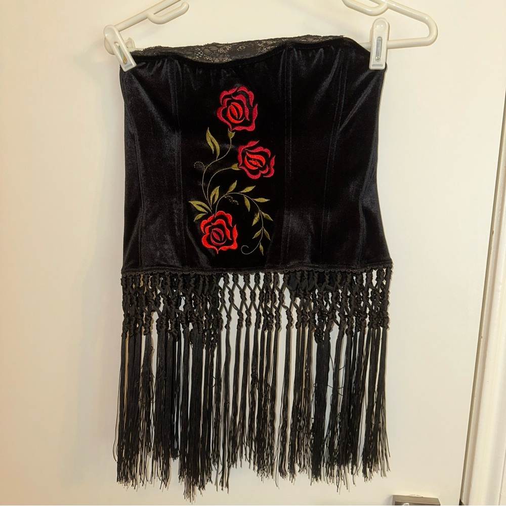 SOLD Vintage Victoria's Secret Black Corset with Red Embroidery SOLD